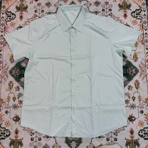 Men's XL Short Sleeve Button Down Shirt Casual‎ Light Green Top